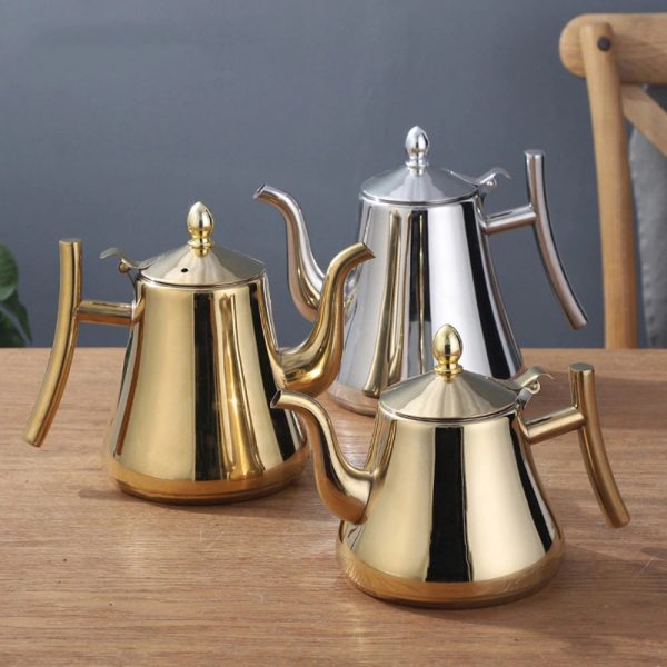 One Two Cups Teko Teh Teapot 1L Stainless Steel dengan Filter Gold atau Silver