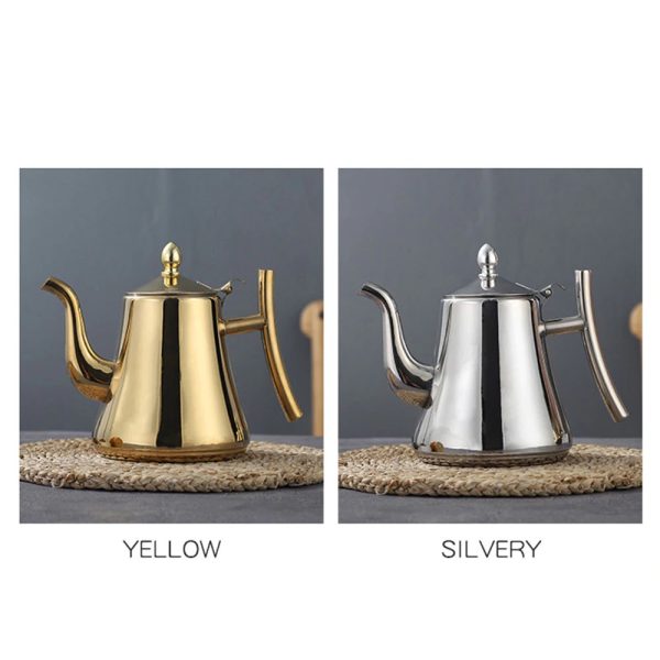 One Two Cups Teko Teh Teapot 1L Stainless Steel dengan Filter Gold atau Silver