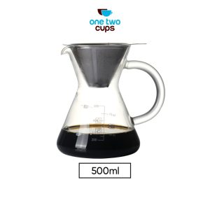One Two Cups Coffee Maker Pot V60 Teko Kopi Barista 500ml with Filter