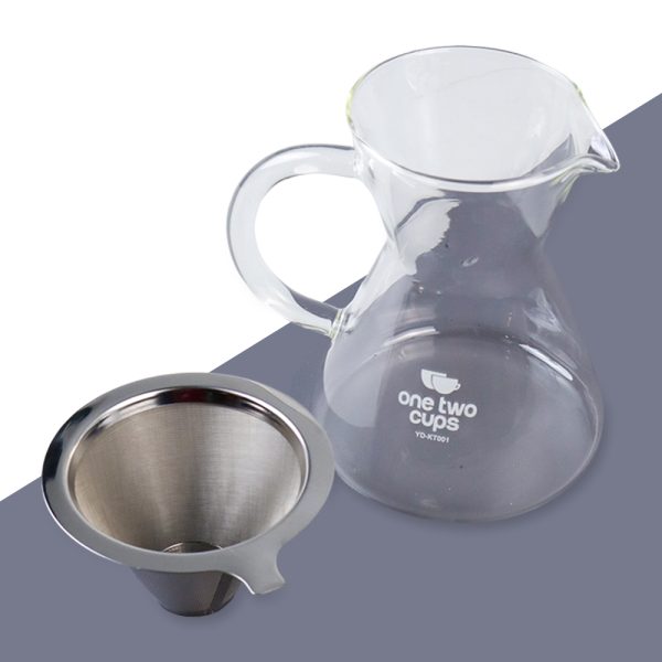 One Two Cups Coffee Maker Pot V60 Teko Kopi Barista 500ml with Filter