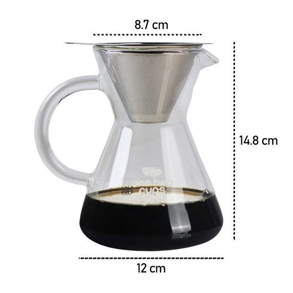 One Two Cups Coffee Maker Pot V60 Teko Kopi Barista 500ml with Filter