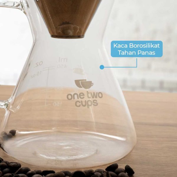 One Two Cups Coffee Maker Pot V60 Teko Kopi Barista 500ml with Filter