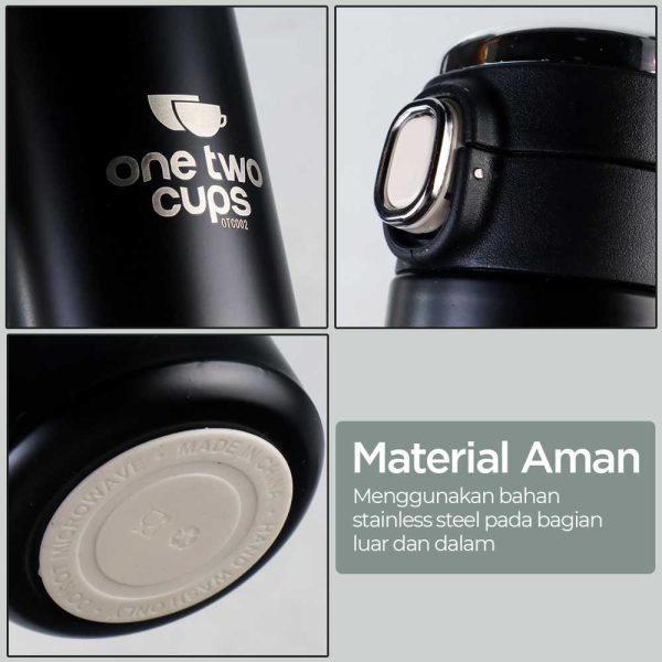 One Two Cups Botol Minum Thermos LCD Display Suhu Minuman Stainless Steel 382ml