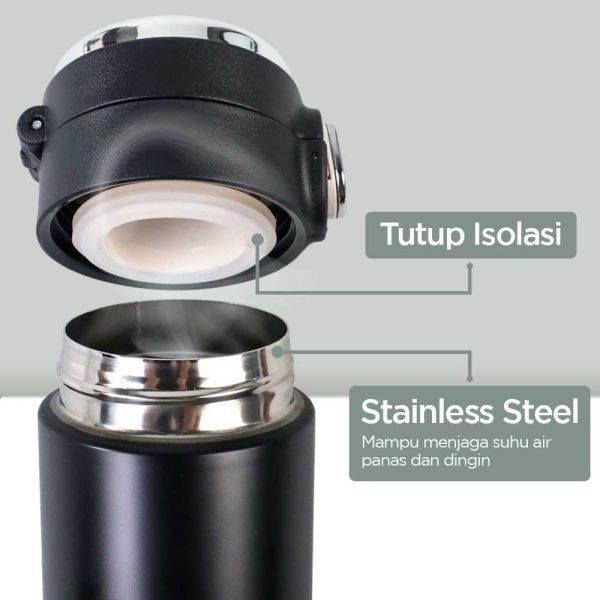 One Two Cups Botol Minum Thermos LCD Display Suhu Minuman Stainless Steel 382ml