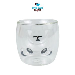 One Two Cups Cangkir Kopi Anti Panas Double-Wall Glass Cute Panda 230ml - BGD1 - Transparent