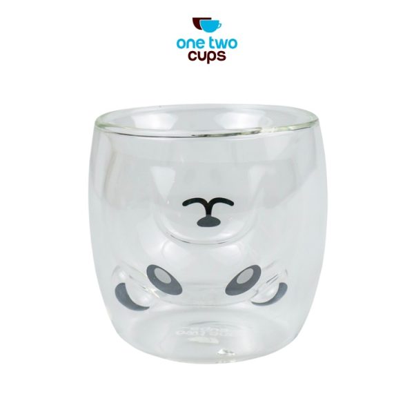 One Two Cups Cangkir Kopi Anti Panas Double-Wall Glass Cute Panda 230ml - BGD1 - Transparent