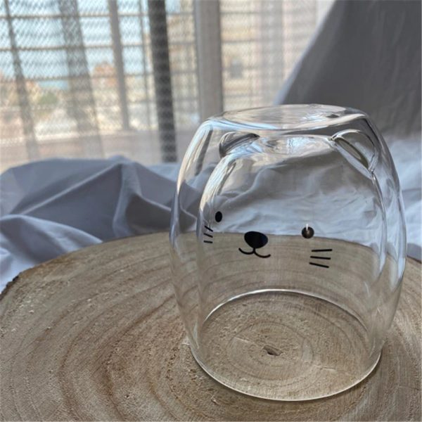One Two Cups Cangkir Kopi Anti Panas Double-Wall Glass Cute Panda 230ml - BGD1 - Transparent