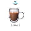One Two Cups Gelas Cangkir Kopi Anti Panas Double-Wall Borosilicate Glass Round 350ml - Transparent