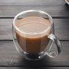 One Two Cups Gelas Cangkir Kopi Anti Panas Double-Wall Borosilicate Glass Round 350ml - Transparent