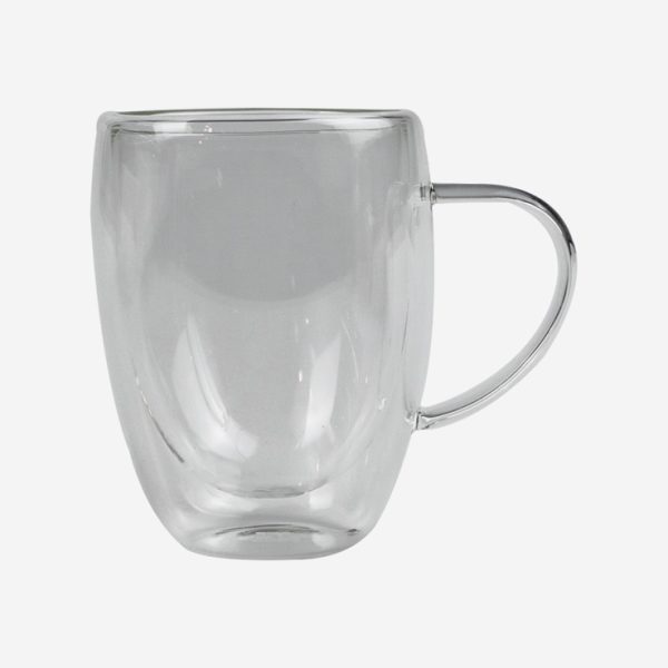 One Two Cups Gelas Cangkir Kopi Anti Panas Double-Wall Borosilicate Glass Round 350ml - Transparent