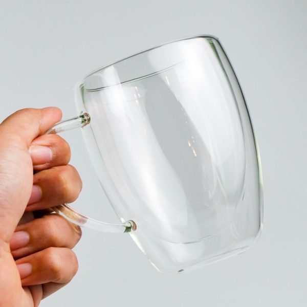 One Two Cups Gelas Cangkir Kopi Anti Panas Double-Wall Borosilicate Glass Round 350ml - Transparent