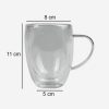 One Two Cups Gelas Cangkir Kopi Anti Panas Double-Wall Borosilicate Glass Round 350ml - Transparent