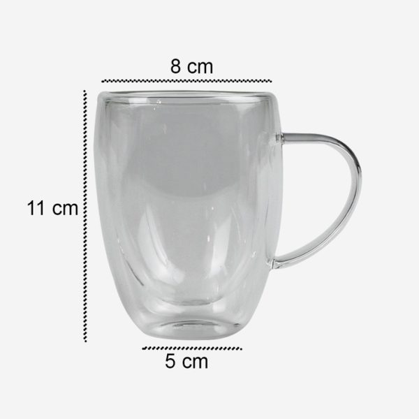 One Two Cups Gelas Cangkir Kopi Anti Panas Double-Wall Borosilicate Glass Round 350ml - Transparent