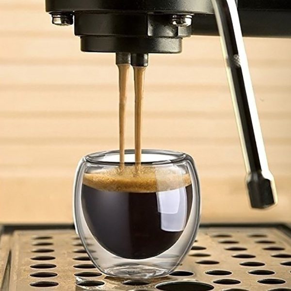 One Two Cups Cangkir Kopi Double Layer Glass Coffee Model Bunga 240ml
