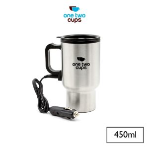 One Two Cups Gelas Insulasi Car Kettle Stainless Steel dengan Pemanas 12V 450ML - NJ88 - Silver