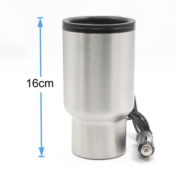 One Two Cups Gelas Insulasi Car Kettle Stainless Steel dengan Pemanas 12V 450ML - NJ88 - Silver