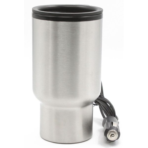One Two Cups Gelas Insulasi Car Kettle Stainless Steel dengan Pemanas 12V 450ML - NJ88 - Silver