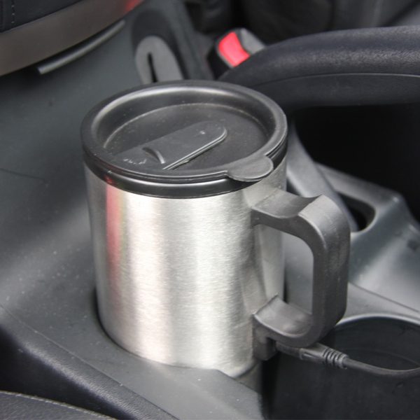 One Two Cups Gelas Insulasi Car Kettle Stainless Steel dengan Pemanas 12V 450ML - NJ88 - Silver