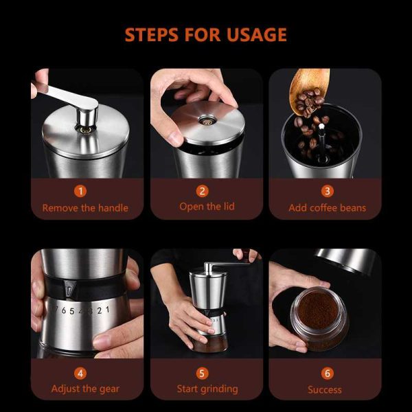 One Two Cups Alat Penggiling Kopi Manual Coffee Grinder 8 Gear - HY8