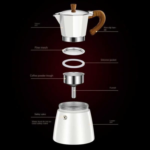 One Two Cups Moka Pot Espresso Coffee Maker 3 Cup 150ml with Heater - WY-03E