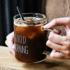 One Two Cups Gelas Glass Coffee Mug Desain Good Morning 400 ml - MD19
