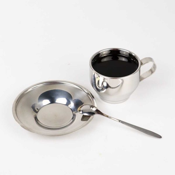 One Two Cups Set Cangkir Sendok Piring Kopi Stainless Steel - 201