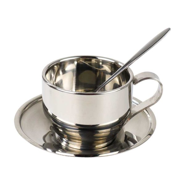 One Two Cups Set Cangkir Sendok Piring Kopi Stainless Steel - 201