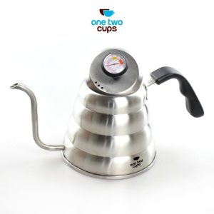 One Two Cups Coffee Maker Pot Drip Kettle Teko Barista with Thermometer - 1155ml