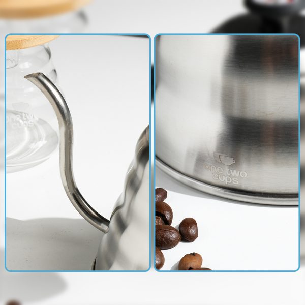 One Two Cups Coffee Maker Pot Drip Kettle Teko Barista with Thermometer - 1155ml