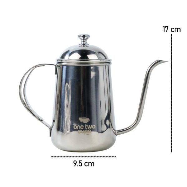 One Two Cups Coffee Maker Pot Drip Kettle Teko Barista Kopi 650ml - HS4011 - Silver