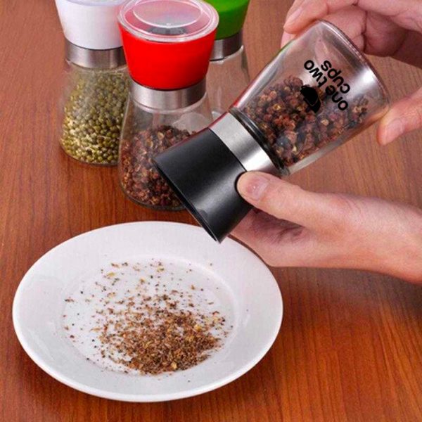 One Two Cups Manual Glass Pepper Grinder - M15996 - Black
