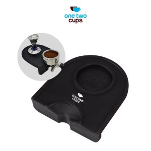 One Two Cups Silicone Holder Mat Tamper Kopi Espresso Barista - Black