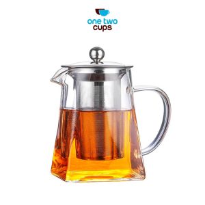 One Two Cups Teko Pitcher Teh Chinese Teapot Maker Borosilicate Glass 550ml - TP-761 - Transparent