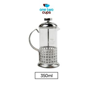 One Two Cups French Press Coffee Maker Pot Grid Pattern 350ml
