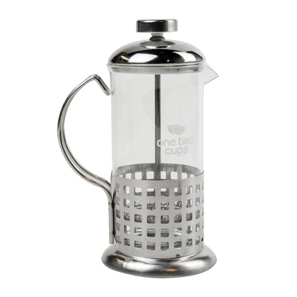 One Two Cups French Press Coffee Maker Pot Grid Pattern 350ml