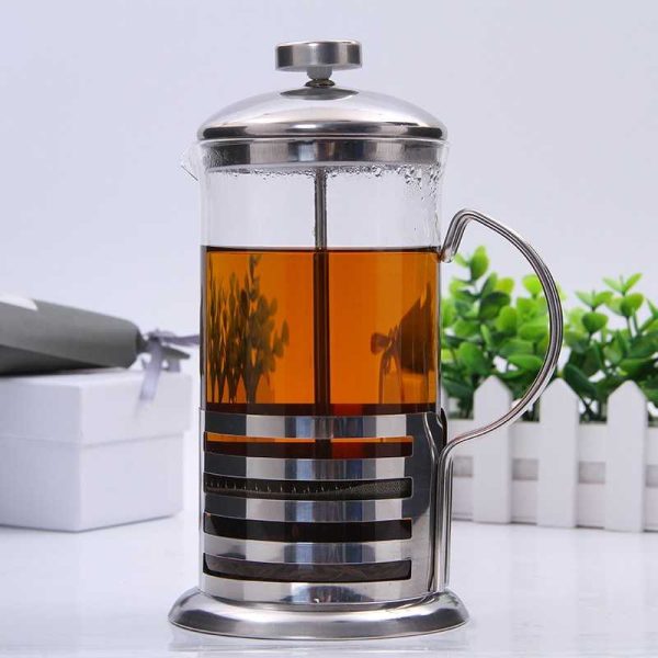 One Two Cups French Press Coffee Maker Pot Grid Pattern 350ml