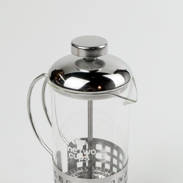 One Two Cups French Press Coffee Maker Pot Grid Pattern 350ml