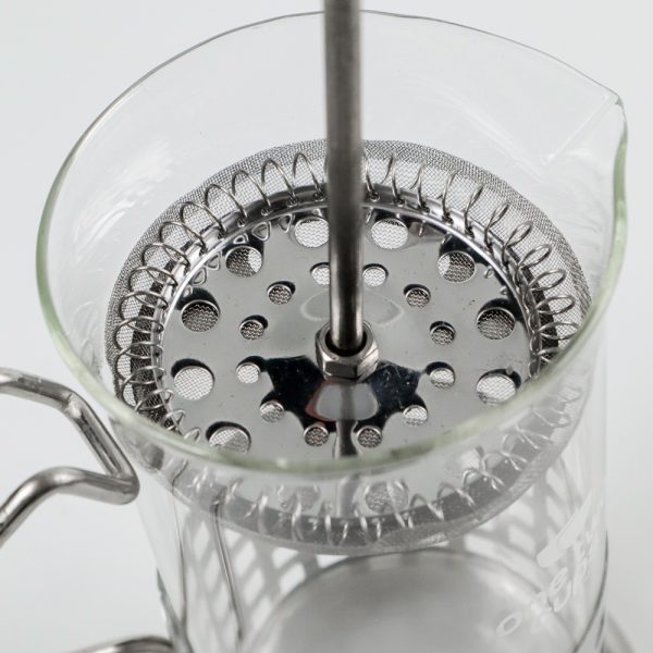 One Two Cups French Press Coffee Maker Pot Grid Pattern 350ml