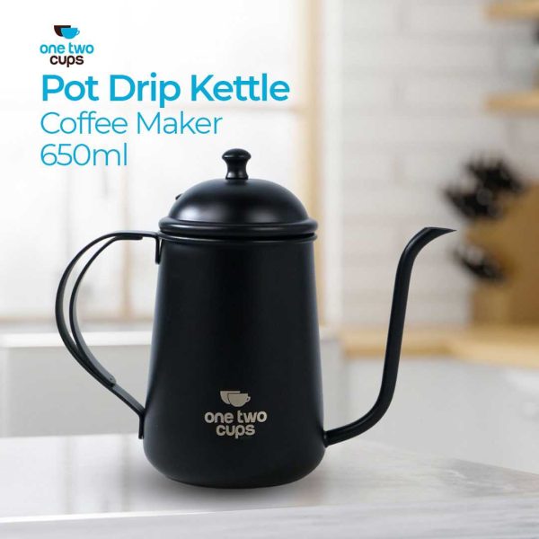 One Two Cups Coffee Maker Pot Drip Kettle Teko Barista Kopi 650ml - Black
