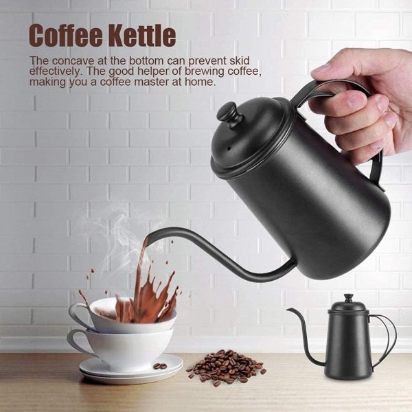 One Two Cups Coffee Maker Pot Drip Kettle Teko Barista Kopi 650ml - Black