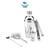 One Two Cups Bartender Drink Bar Set Cocktail Shaker Stainless Steel 5 in 1