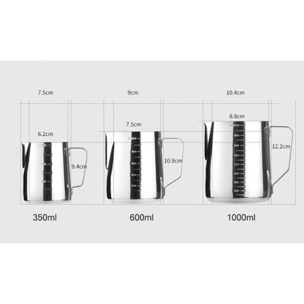 One Two Cups Gelas Pitcher Kopi Espresso Latte Art Stainless Steel 1000ml