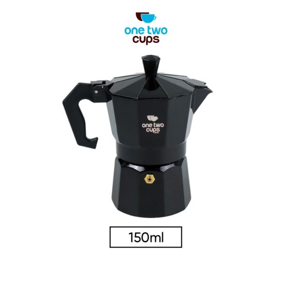 One Two Cups Espresso Coffee Maker Moka Pot Teko Stovetop Filter 150ml 3 Cups - MX001 - Black