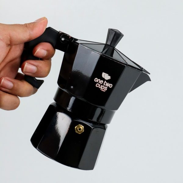 One Two Cups Espresso Coffee Maker Moka Pot Teko Stovetop Filter 150ml 3 Cups - MX001 - Black