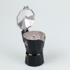 One Two Cups Espresso Coffee Maker Moka Pot Teko Stovetop Filter 150ml 3 Cups - MX001 - Black