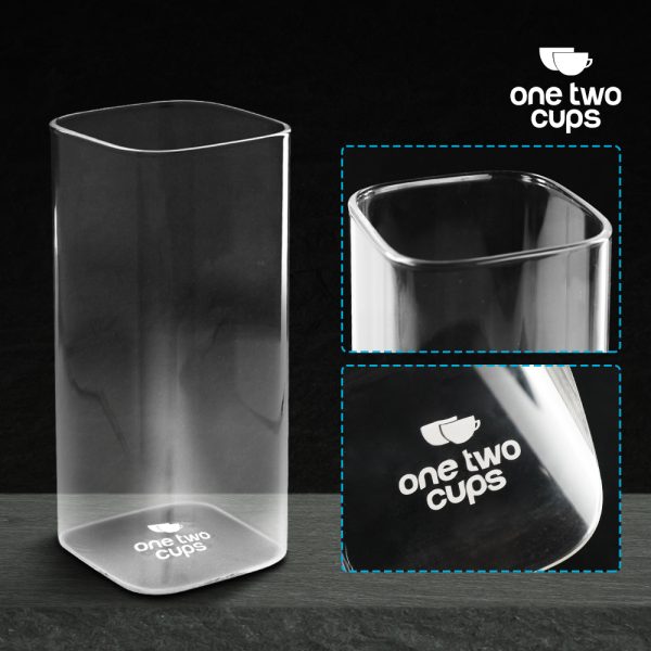 One Two Cups Gelas Kaca Kotak Juice Aesthetic Square Glass 470ml - LT5