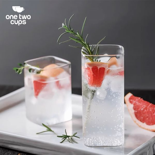 One Two Cups Gelas Kaca Kotak Juice Aesthetic Square Glass 470ml - LT5