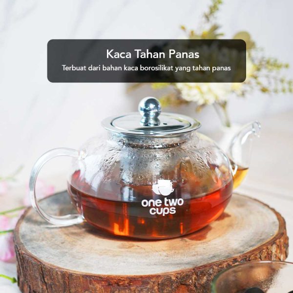 One Two Cups Teko Kaca Teh Chinese Teapot Tahan Panas Api with Filter - TP-759 - 600ml