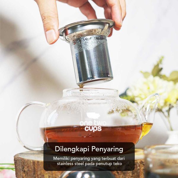 One Two Cups Teko Kaca Teh Chinese Teapot Tahan Panas Api with Filter - TP-759 - 600ml