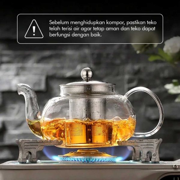 One Two Cups Teko Kaca Teh Chinese Teapot Tahan Panas Api with Filter - TP-759 - 600ml